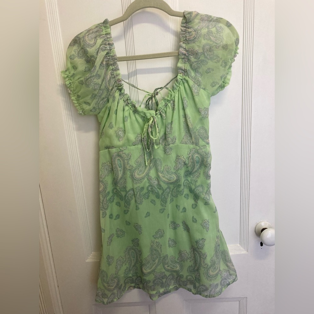 Urban Outfitters Green Paisley Mini Dress
